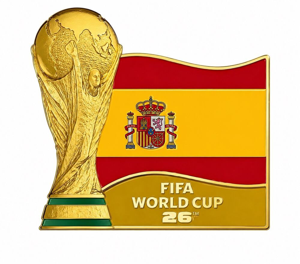 FIFA World Cup 2026 Spain Champions Trophy winner Flag Enamel Pin Soccer collect